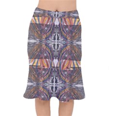 Mixed Media Print Short Mermaid Skirt by kaleidomarblingart
