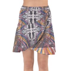 Mixed Media Print Wrap Front Skirt by kaleidomarblingart