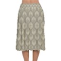 Bright Silver Flowers Motif Pattern Velvet Flared Midi Skirt View2