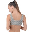 Bright Silver Flowers Motif Pattern Front Tie Bikini Top View2