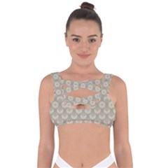 Bright Silver Flowers Motif Pattern Bandaged Up Bikini Top by dflcprintsclothing