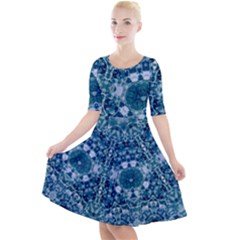 Blue Heavens Quarter Sleeve A-line Dress by LW323