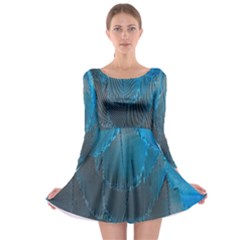 Feathery Blue Long Sleeve Skater Dress by LW323