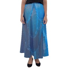 Feathery Blue Flared Maxi Skirt by LW323