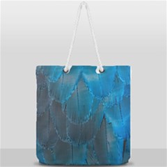 Feathery Blue Full Print Rope Handle Tote (large) by LW323