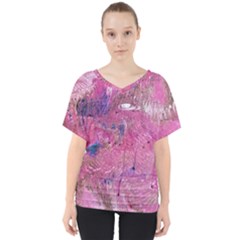 Pink Feathers V-neck Dolman Drape Top by kaleidomarblingart