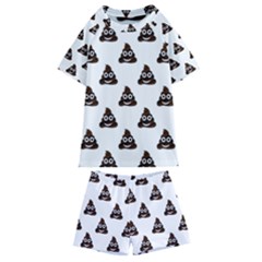 Happy Poo Pattern, Funny Emoji, Emoticon Theme, Vector Kids  Swim Tee And Shorts Set by Casemiro