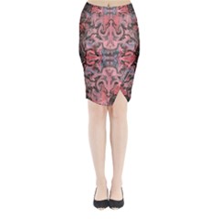 Pink Arabesque Iv Midi Wrap Pencil Skirt by kaleidomarblingart