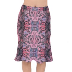 Pink Arabesque Iv Short Mermaid Skirt by kaleidomarblingart