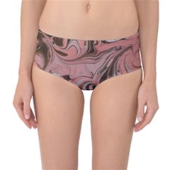 Pink Swirls Mid-waist Bikini Bottoms by kaleidomarblingart