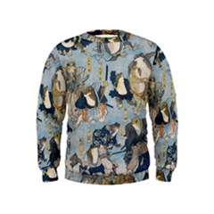 Famous Heroes Of The Kabuki Stage Played By Frogs  Kids  Sweatshirt by Sobalvarro