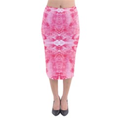 Pink Marbling Ornate Velvet Midi Pencil Skirt by kaleidomarblingart