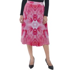Pink Marbling Ornate Classic Velour Midi Skirt  by kaleidomarblingart