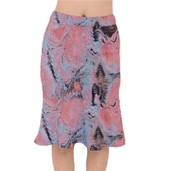 Pink Arabesque Short Mermaid Skirt by kaleidomarblingart