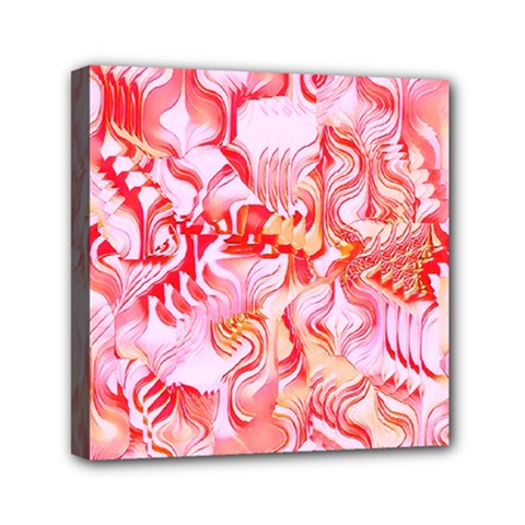 Cherry Blossom Cascades Abstract Floral Pattern Pink White  Mini Canvas 6  X 6  (stretched) by CrypticFragmentsDesign