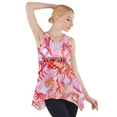 Cherry Blossom Cascades Abstract Floral Pattern Pink White  Side Drop Tank Tunic by CrypticFragmentsDesign