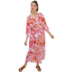 Cherry Blossom Cascades Abstract Floral Pattern Pink White  Grecian Style  Maxi Dress by CrypticFragmentsDesign