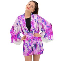 Hot Pink Fuchsia Flower Fantasy  Long Sleeve Kimono by CrypticFragmentsDesign