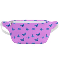 Blue Butterflies At Pastel Pink Color Background Waist Bag  by Casemiro