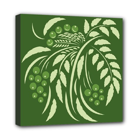 Folk Floral Print   Abstract Flowers Art , Poster   Mini Canvas 8  X 8  (stretched) by Eskimos