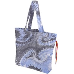 Celeste Grey Module Drawstring Tote Bag by kaleidomarblingart