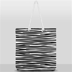 Zebra Stripes, Black And White Asymmetric Lines, Wildlife Pattern Full Print Rope Handle Tote (large) by Casemiro