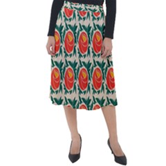 Rose Ornament Classic Velour Midi Skirt  by SychEva