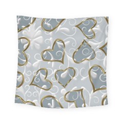  Gold Hearts Square Tapestry (small) by Galinka