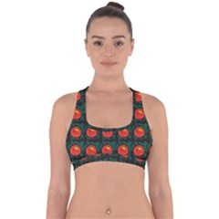 Rose Ornament Cross Back Hipster Bikini Top  by SychEva
