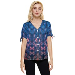Abstract3 Bow Sleeve Button Up Top by LW323