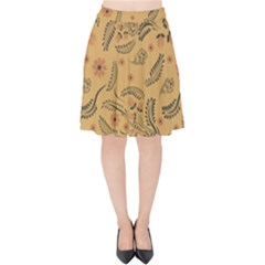 Folk Floral Pattern  Flowers Abstract Surface Design  Seamless Pattern Velvet High Waist Skirt by Eskimos