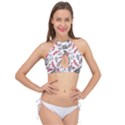 Folk floral pattern. Flowers abstract surface design. Seamless pattern Cross Front Halter Bikini Top View1