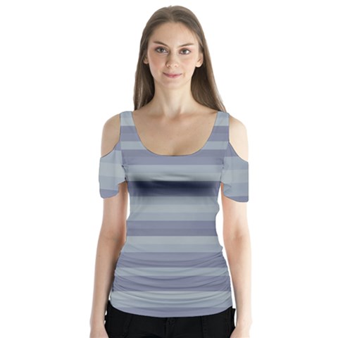 Linear Cold Print Design Butterfly Sleeve Cutout Tee  by dflcprintsclothing