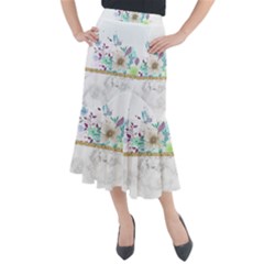 Minimal Gold Floral Marble Midi Mermaid Skirt by gloriasanchez
