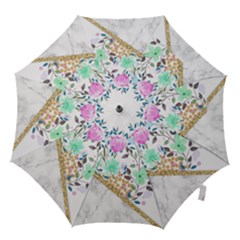 Minimal Green Gold Floral Marble A Hook Handle Umbrellas (large) by gloriasanchez