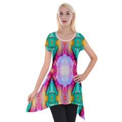 Colorful Abstract Painting E Short Sleeve Side Drop Tunic by gloriasanchez