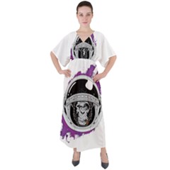 Purple Spacemonkey V-neck Boho Style Maxi Dress by goljakoff