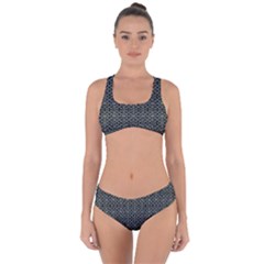 Iron Ornament Grid Pattern Criss Cross Bikini Set by dflcprintsclothing