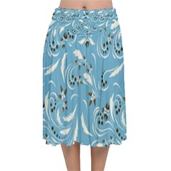 Folk Flowers Art Pattern Floral Abstract Surface Design  Seamless Pattern Velvet Flared Midi Skirt by Eskimos