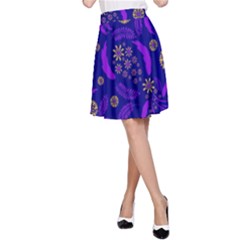 Folk Flowers Art Pattern Floral Abstract Surface Design  Seamless Pattern A-line Skirt by Eskimos