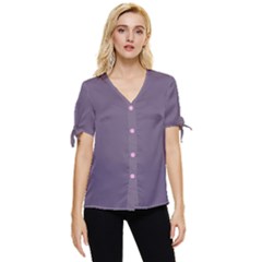 Bow Sleeve Button Up Top by gracefashion