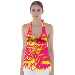 Pop Art Love Graffiti Babydoll Tankini Top by essentialimage365
