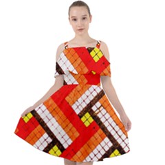 Pop Art Mosaic Cut Out Shoulders Chiffon Dress by essentialimage365