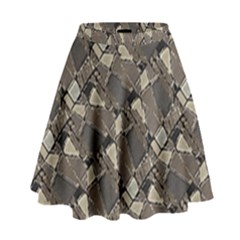 Browns Geometric Abstract Design High Waist Skirt by dflcprintsclothing