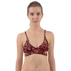 Folk Flowers Art Pattern Floral Abstract Surface Design  Seamless Pattern Wrap Around Bikini Top by Eskimos