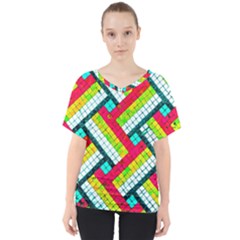 Pop Art Mosaic V-neck Dolman Drape Top by essentialimage365