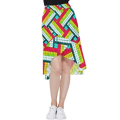 Pop Art Mosaic Frill Hi Low Chiffon Skirt by essentialimage365
