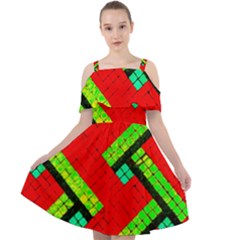 Pop Art Mosaic Cut Out Shoulders Chiffon Dress by essentialimage365
