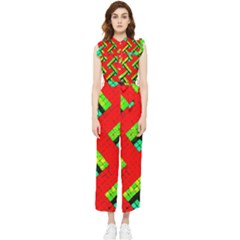 Pop Art Mosaic Women s Frill Top Jumpsuit by essentialimage365