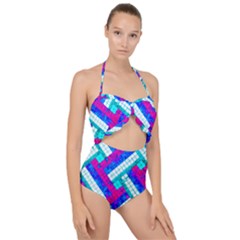 Pop Art Mosaic Scallop Top Cut Out Swimsuit by essentialimage365